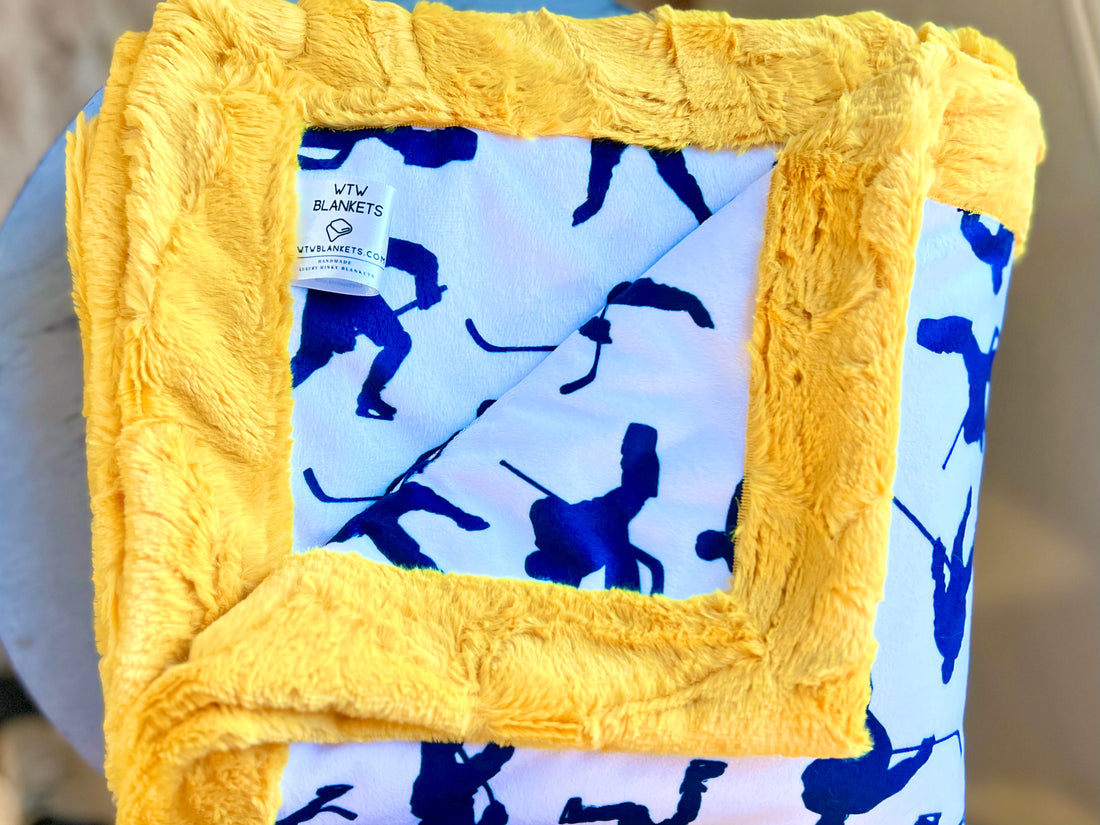 *Some IN STOCK * Blue Hockey - Aberdeen Cougars Luxe Minky Blanket - PRE-ORDER (Made to Order)
