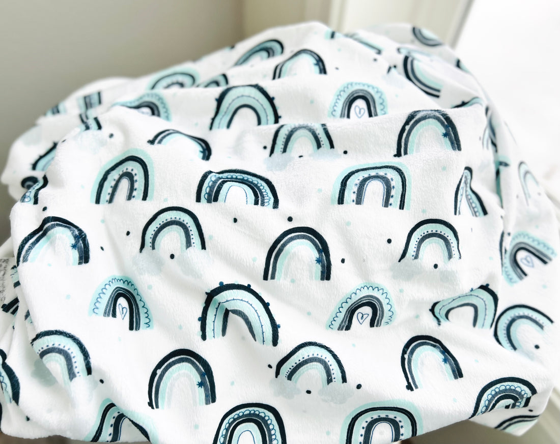 Mint Rainbow - Minky Child Blanket - IN STOCK (Made to Order) - 40x58"