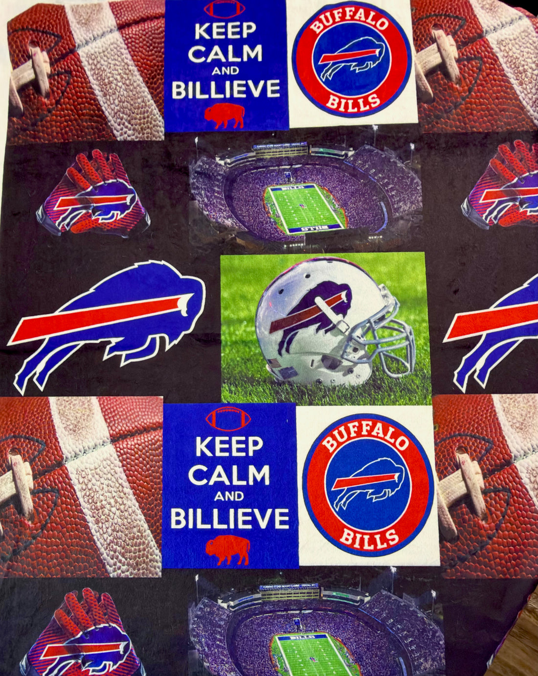 Buff Bills "Keep Calm" (rotated) - Adult Travel Luxury Minky Blanket - 37x56"