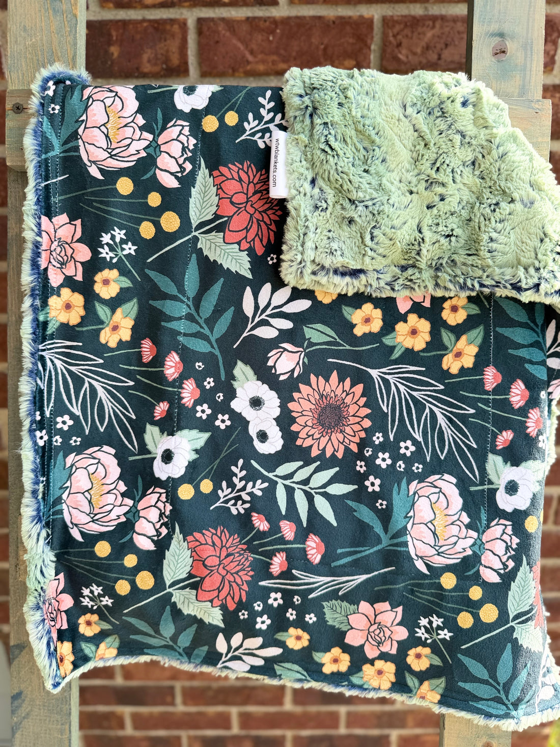 Black Maya Boho Artichoke - XL Carseat Luxury Minky Blanket - 20x28" - RTS