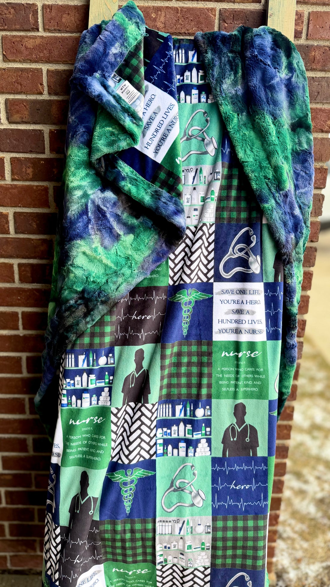 Male Nurse - Atlantis Sorbet - Adult XL 60x74" - Luxury Minky Blanket - RTS