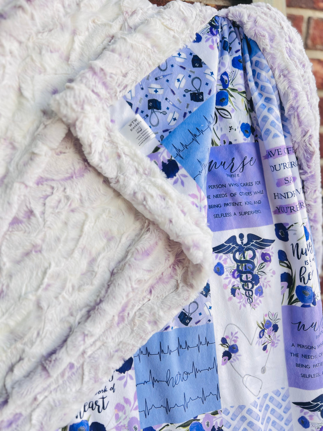 Snowy Owl Lavender NURSE - Adult Luxury Minky Blanket - RTS