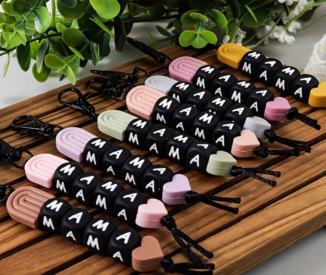 Mama Rainbow Arches silicone beads - keychain