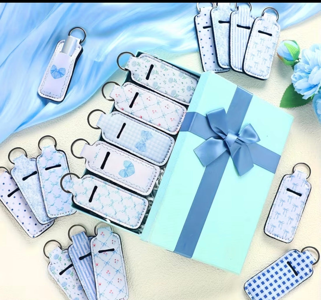 Blue - Chaptstick Holder keychains