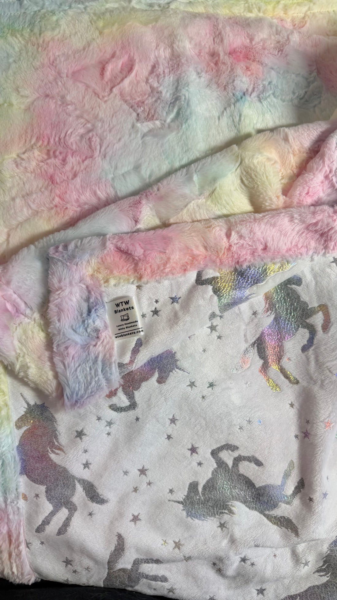 Rare* Sparkle Unicorn & Pastel - XL Toddler Luxury Minky Blanket - 33x58” - RTS