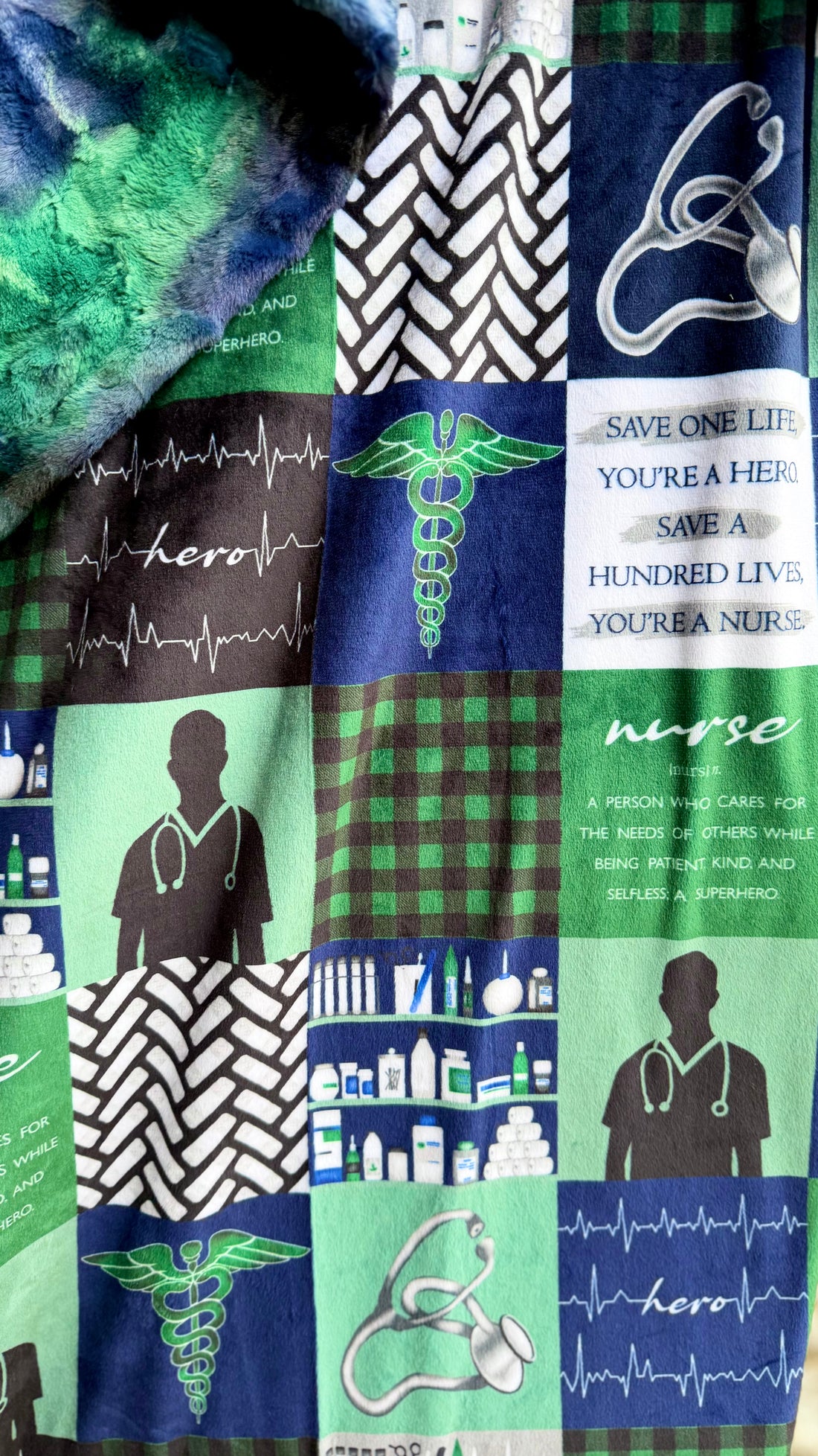 Male Nurse - Atlantis Sorbet - Adult XL 60x74" - Luxury Minky Blanket - RTS