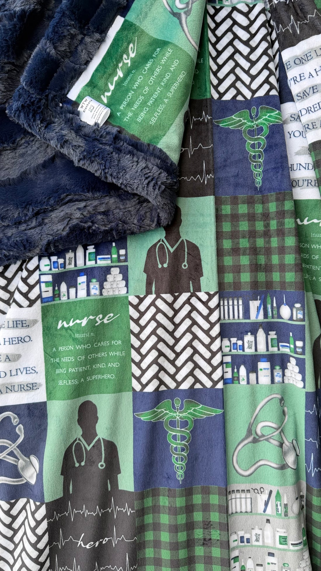 * NEW* "Nurse" Navy Luxe Minky Blanket - IN STOCK - (Made to order)