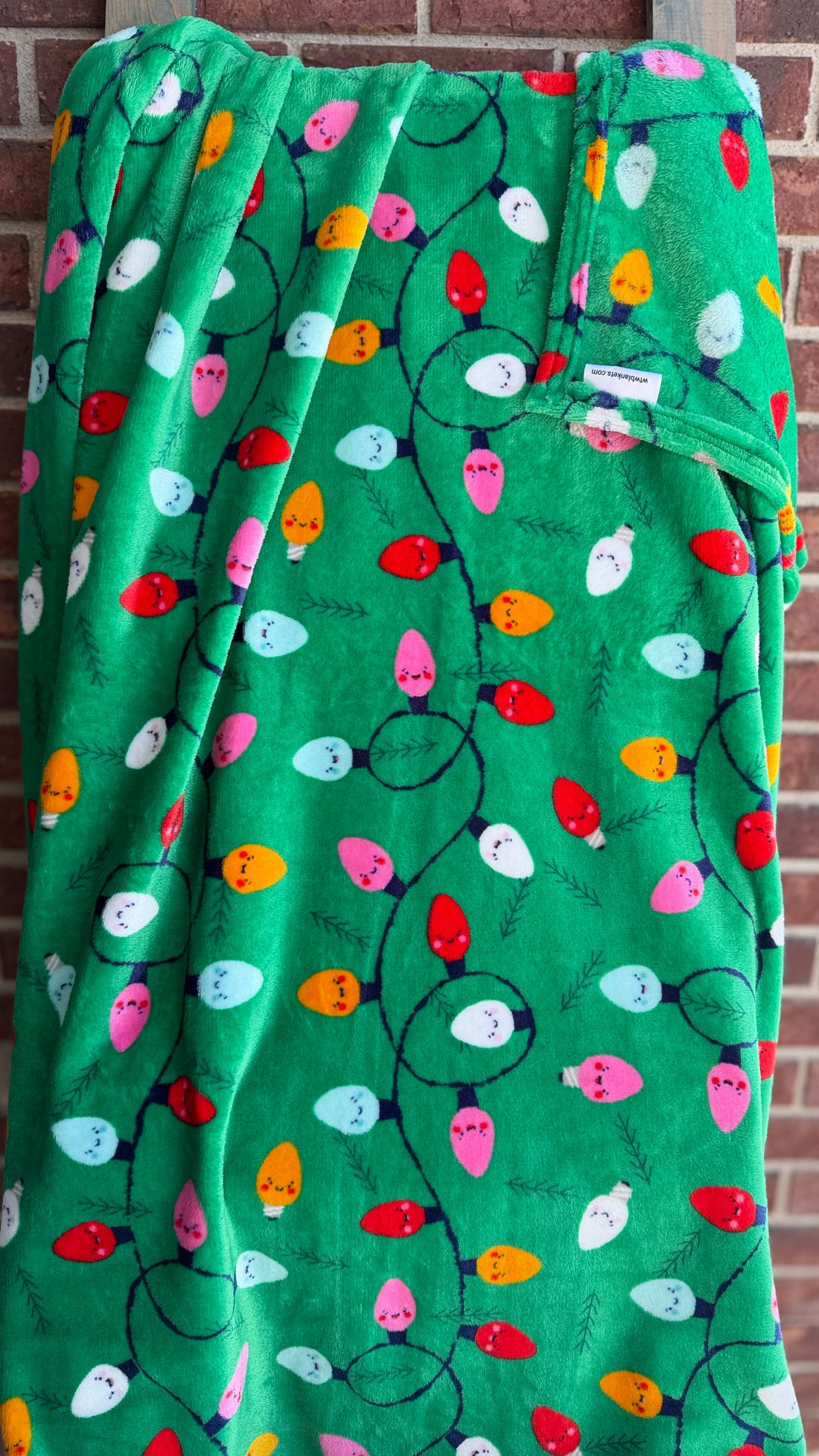 Sew Lush - Green Christmas Lights - Throw Blanket - 52x60" - RTS