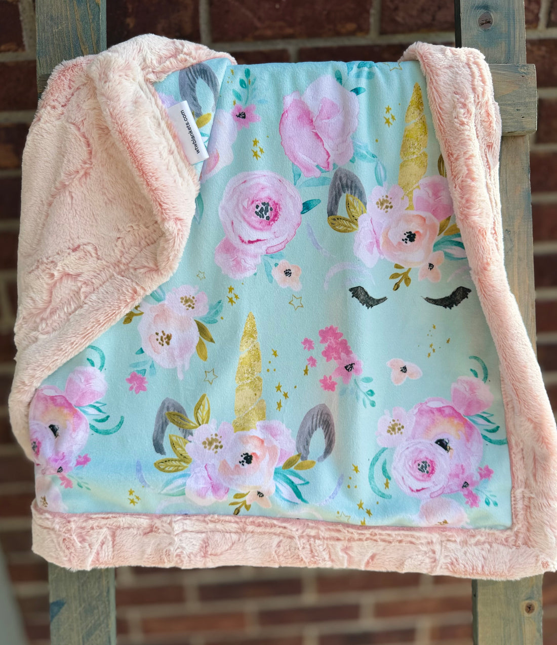 Frost Blossom Unicorn XL Carseat Luxury Minky Blanket - 20x28" - RTS