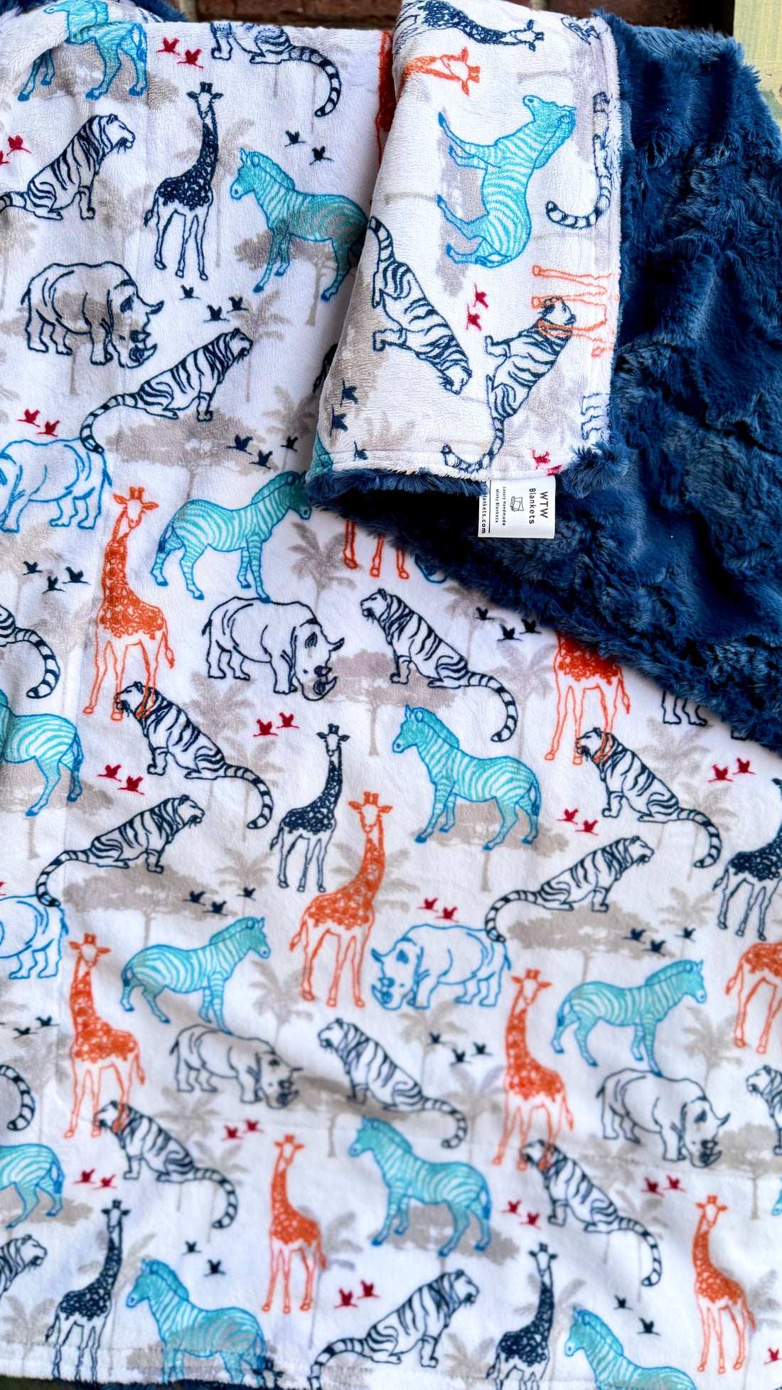 Navy Safari - Baby Blanket - 31x42” - Luxury Minky Blanket - RTS