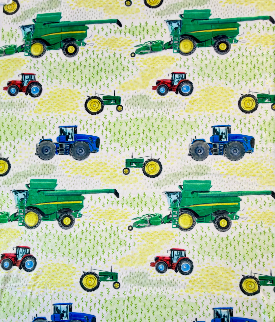 Green Tractor Farm Adult/Twin Luxury Minky Blanket - 58x70"