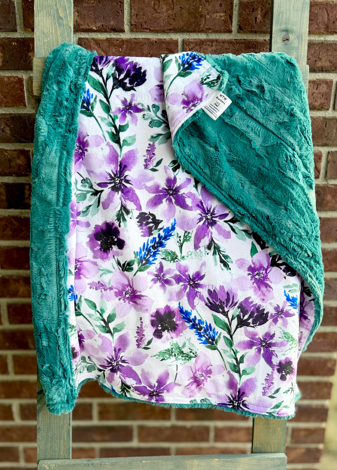 Wisteria & Lily Pad Willow Luxury Minky - XL Carseat Blanket - 31x32" - RTS