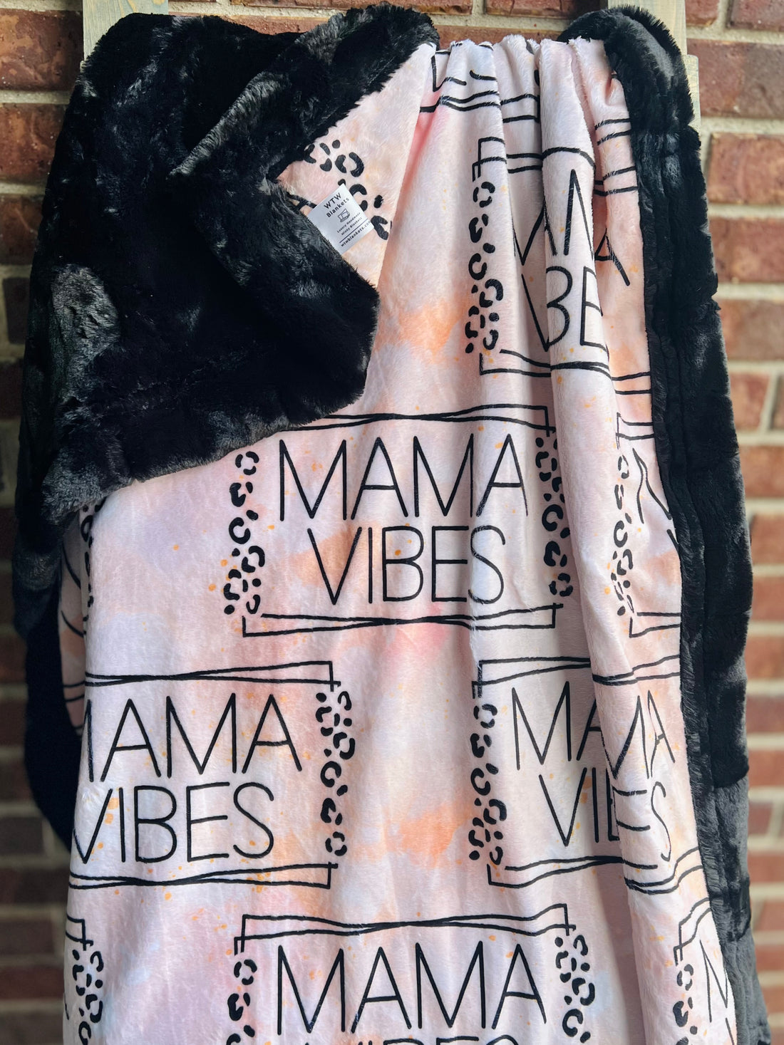 MAMA VIBES - Black - Adult Travel 36x56" - Luxury Minky Blanket - RTS