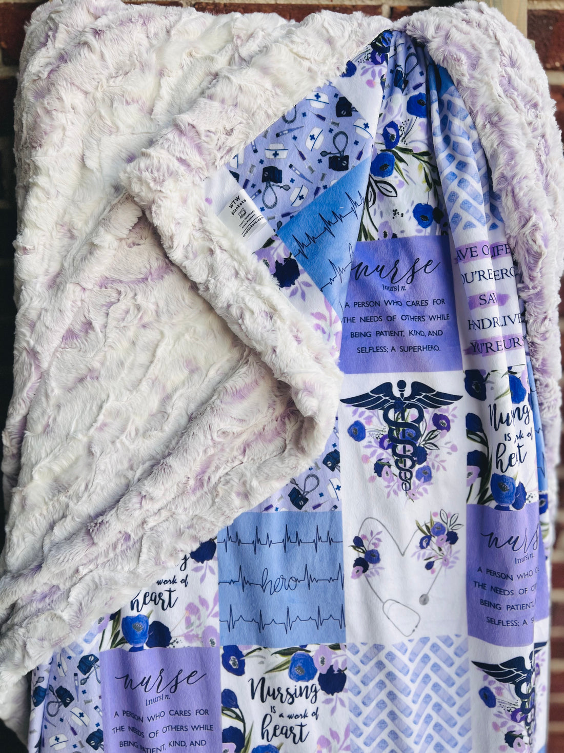 Snowy Owl Lavender NURSE - Adult Luxury Minky Blanket - RTS