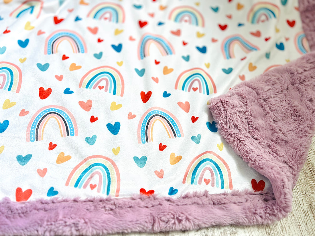 Misty Mauve Rainbow - Throw 60x60" - Luxury Minky Blanket - RTS