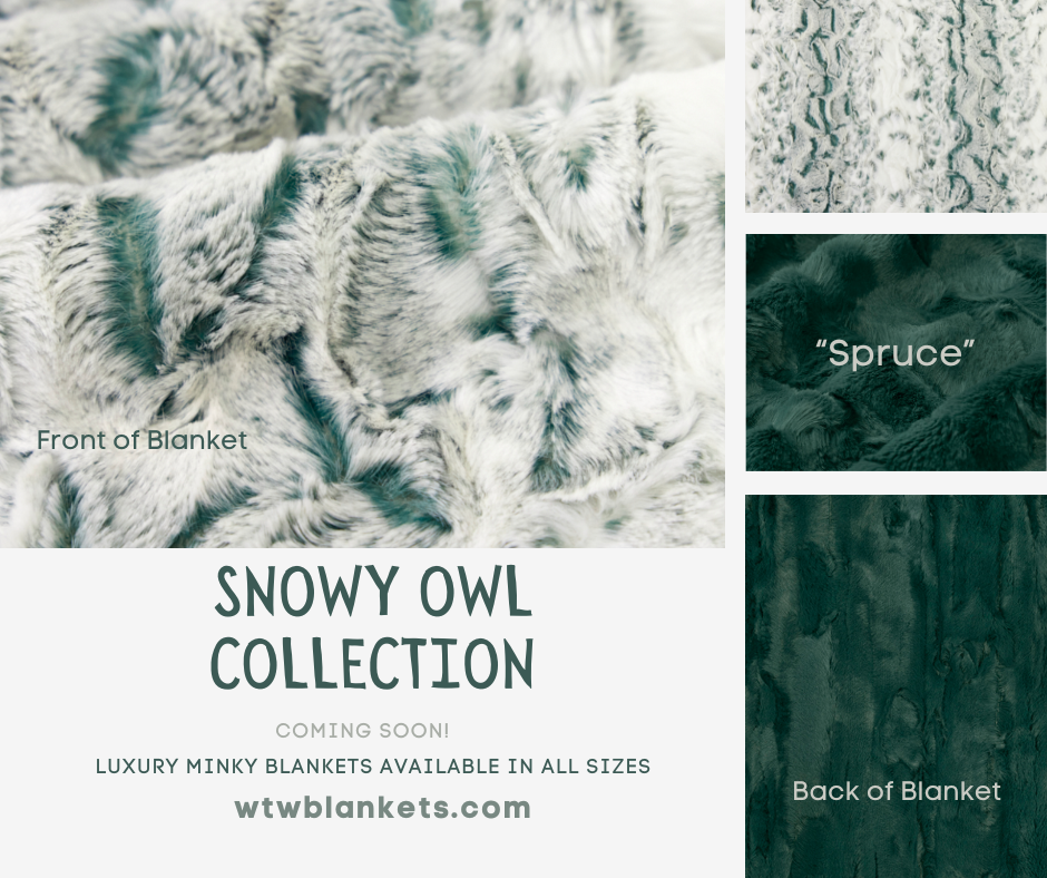 Snowy Owl "Spruce" - Luxe Cuddle Minky Blanket - Pre-Order - (Made to Order)