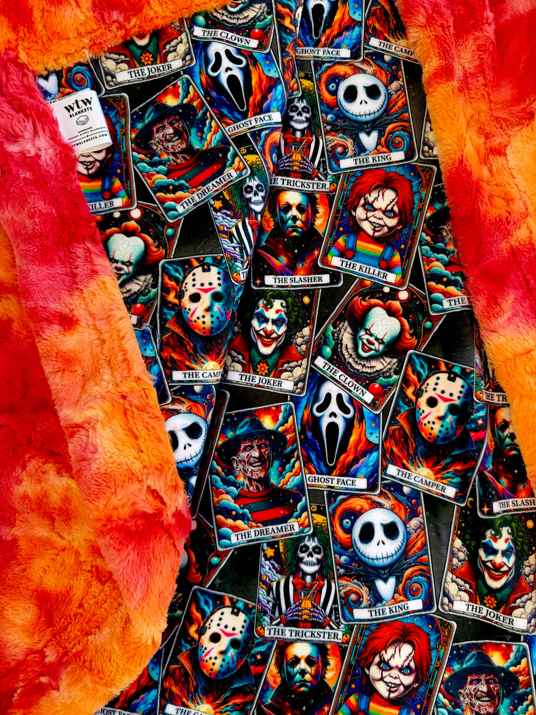 **WTW EXCLUSIVE** Firecracker Spooky Tarot - Adult Travel Luxury Minky Blanket - RTS
37x58”