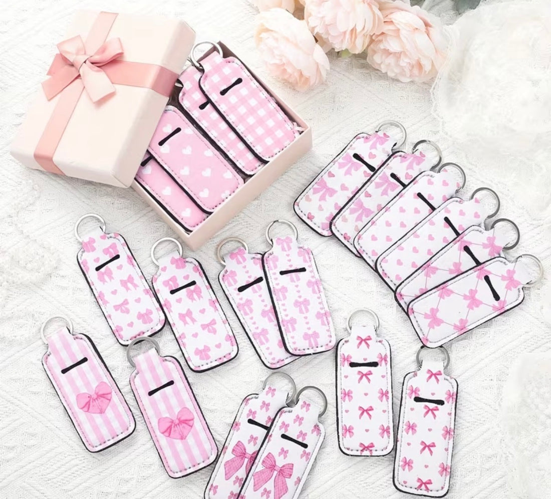 Pink - Chaptstick Holder keychains