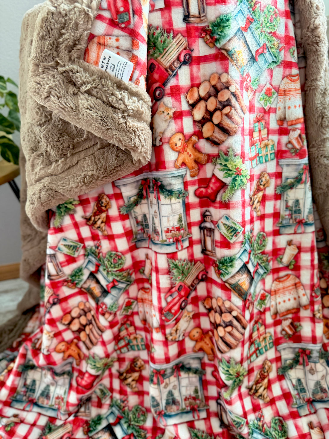 Holiday Cabin Glacier - Taupe Glacier - Adult Luxury Minky Blanket - 58x70" - RTS
