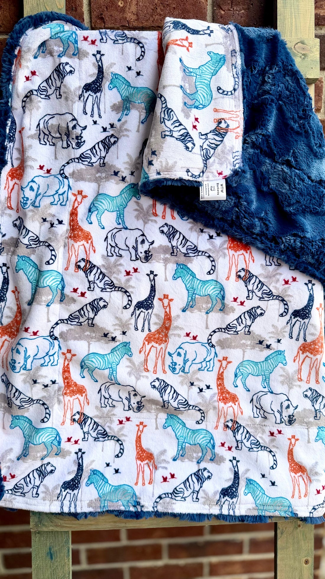 Navy Safari - Baby Blanket - 31x42” - Luxury Minky Blanket - RTS