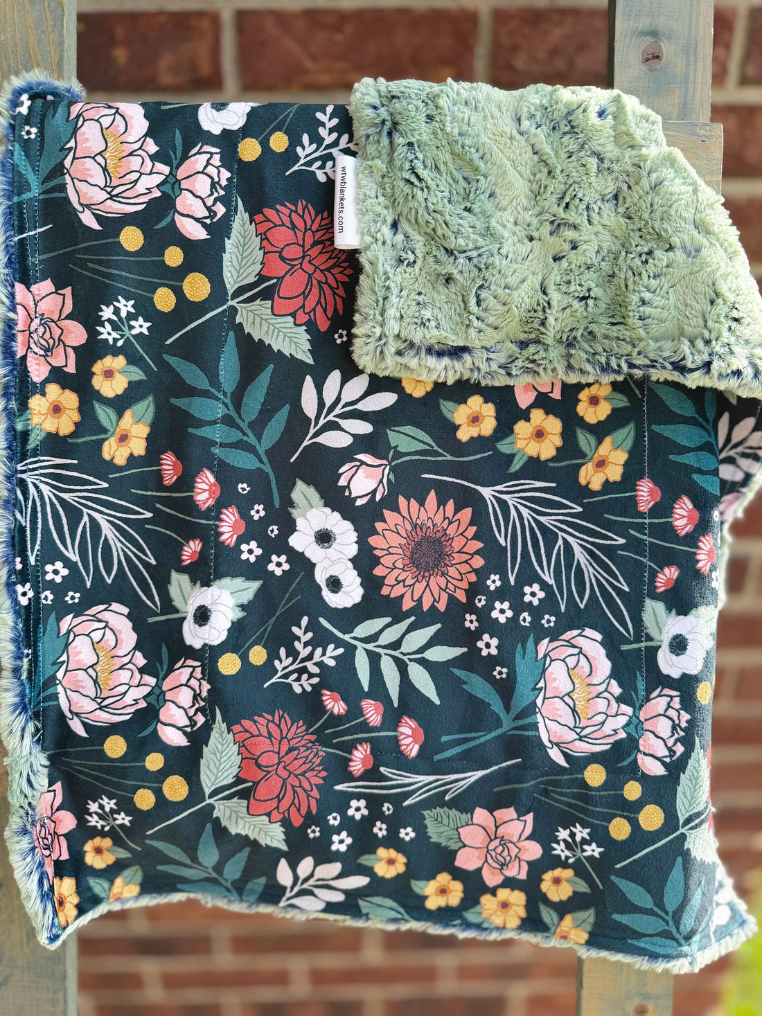 Black Maya Boho Artichoke - XL Carseat Luxury Minky Blanket - 20x28" - RTS