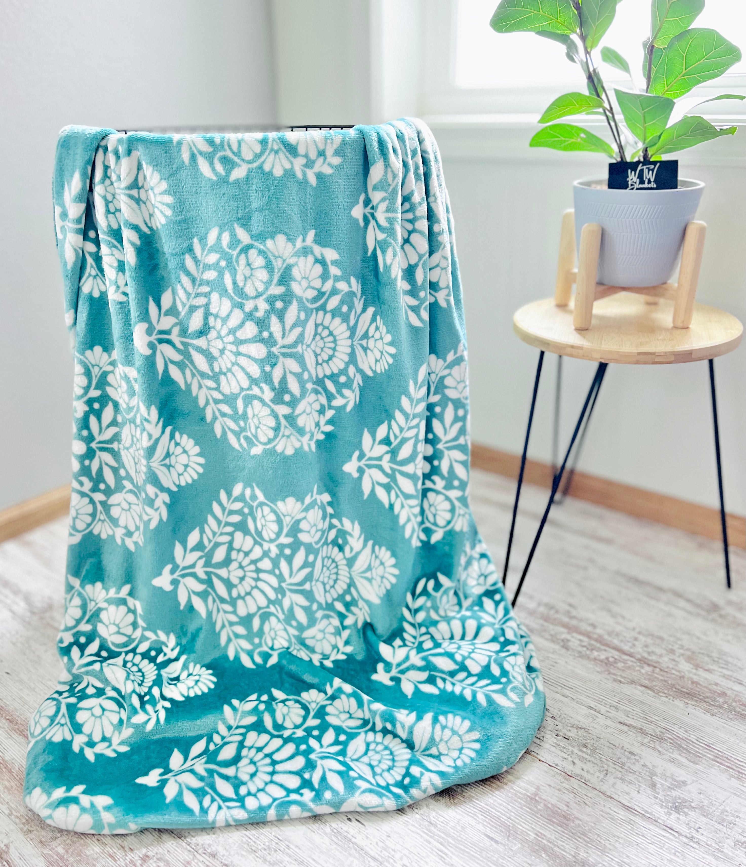 Teal patterned throw discount blanket