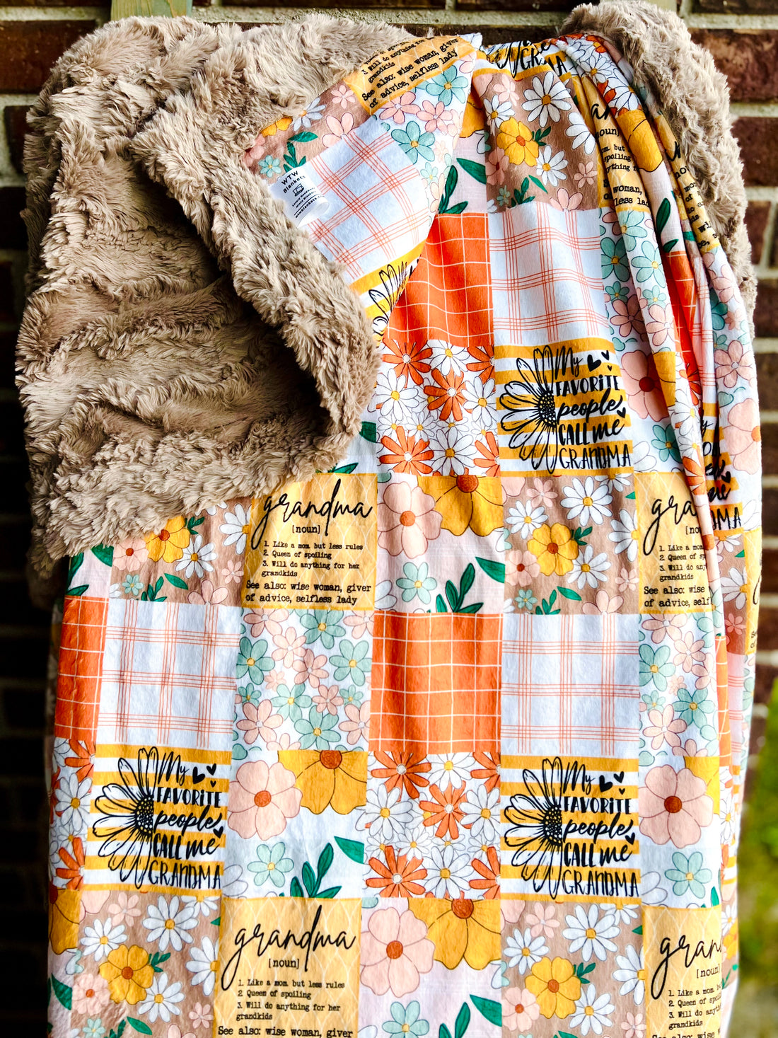 Grandma (Taupe) Adult Luxury Minky Blanket