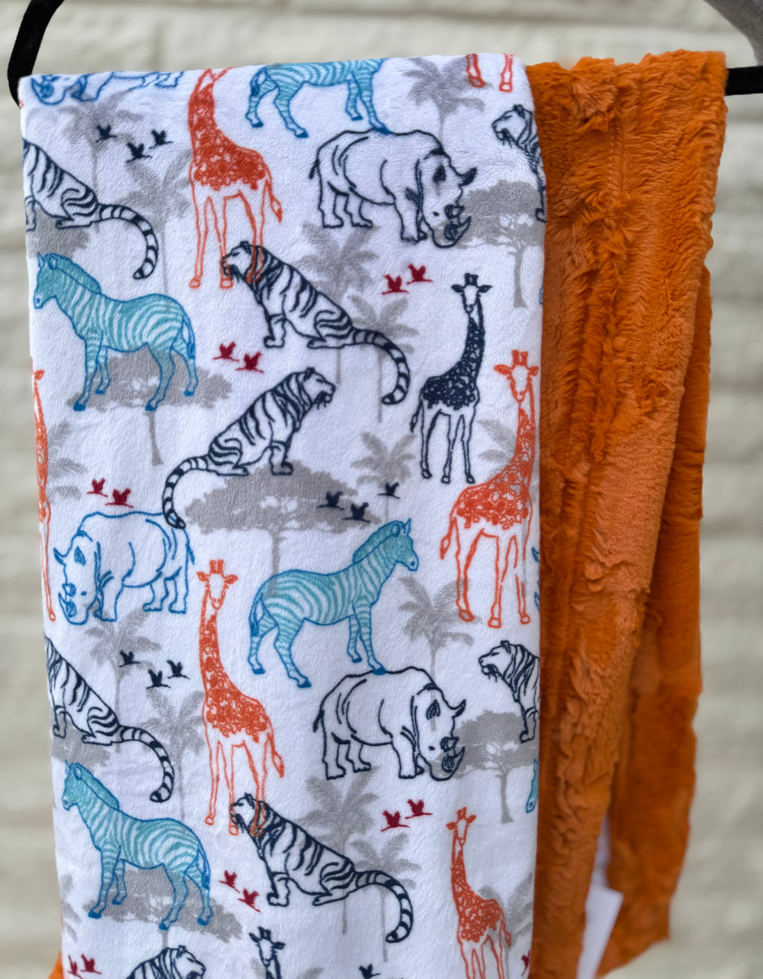 Willow Rust Safari - XL Car Seat 32x32” - Luxury Minky Blanket - RTS