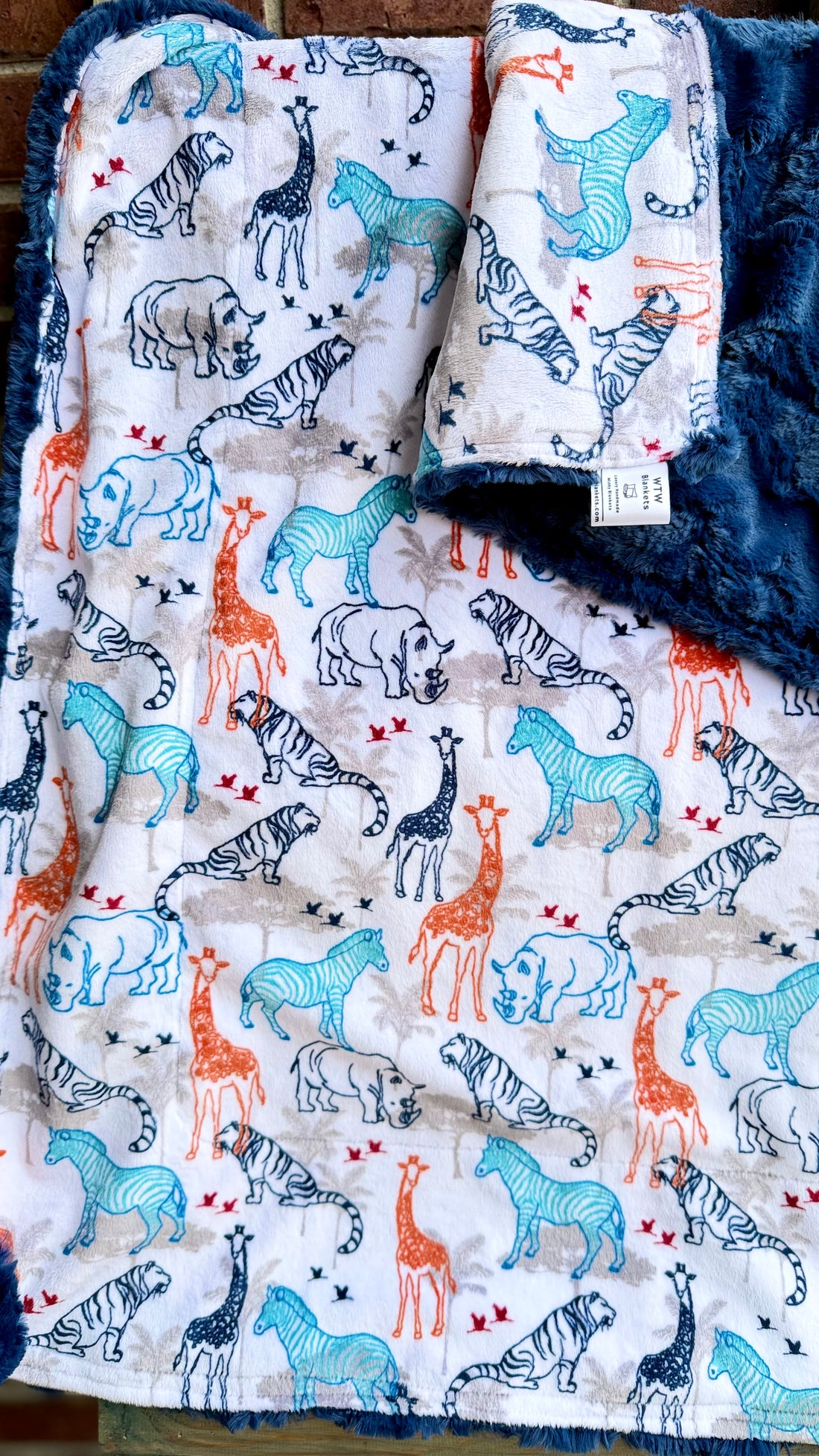 Navy Safari - Baby Blanket - 31x42” - Luxury Minky Blanket - RTS