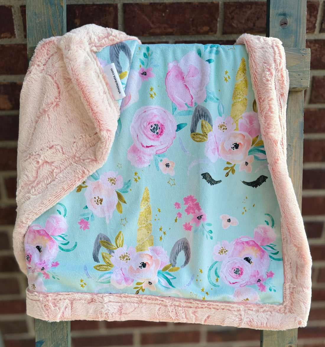 Frost Blossom Unicorn XL Carseat Luxury Minky Blanket - 20x28" - RTS