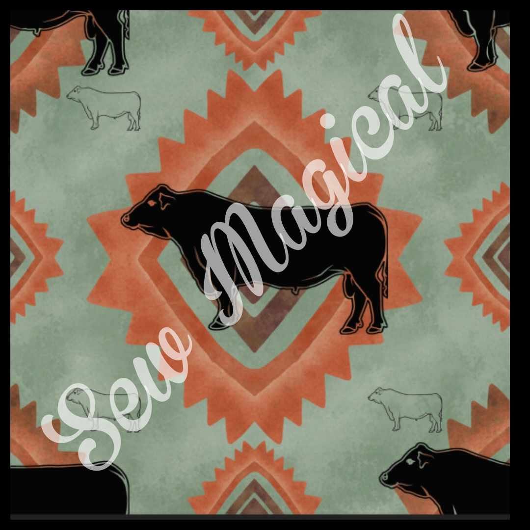 Aztec Black Angus Cow - Luxury Minky Blanket - PRE-ORDER (Choose backing after ordering)