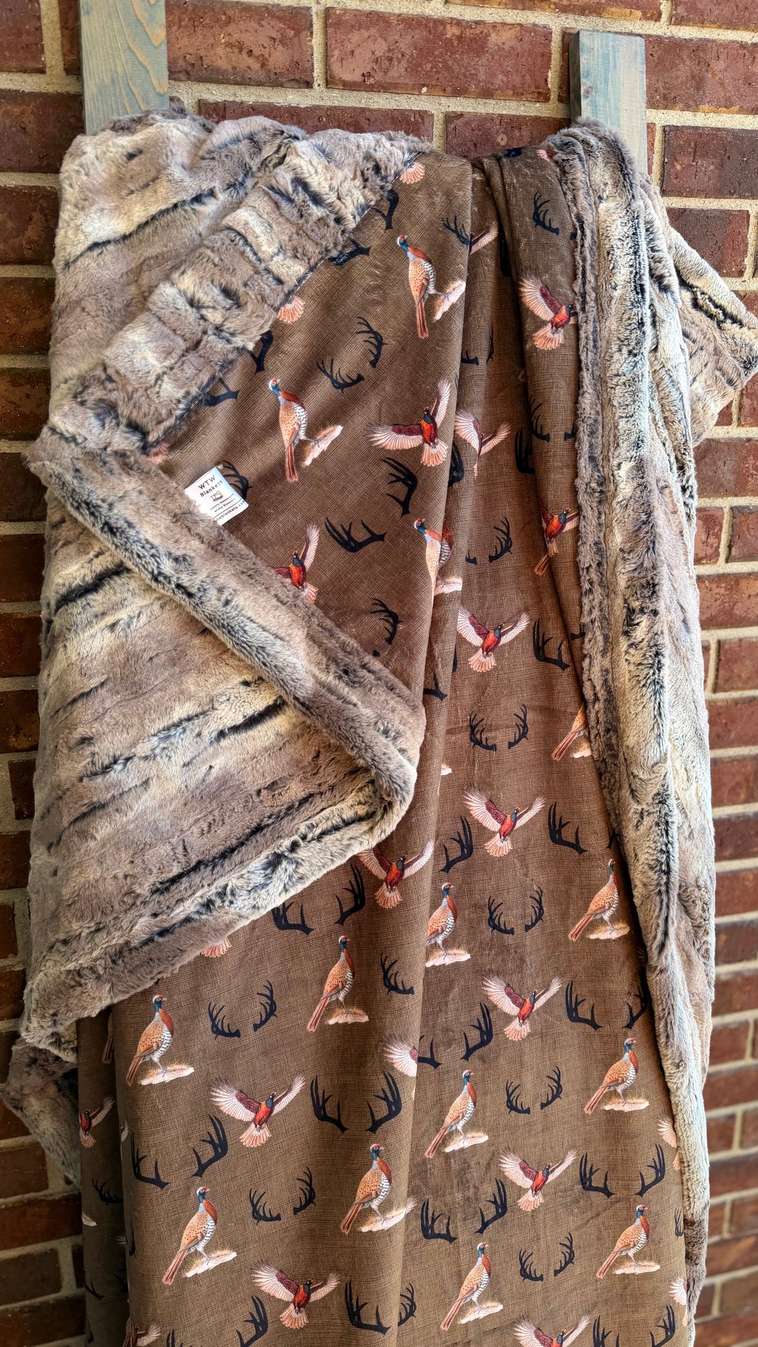 Pheasant Dreams - 50x58” Throw - Mountain Fox Pewter Luxury Minky Blanket - RTS