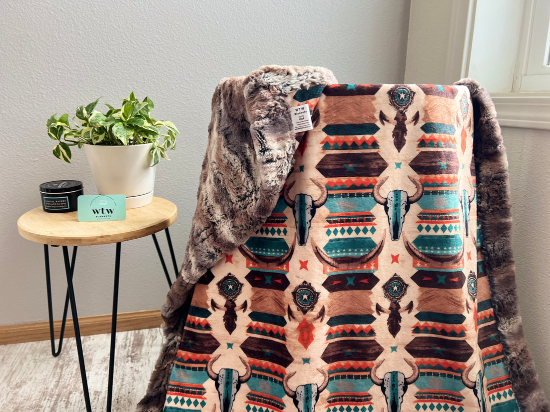 Western Driftwood Adult Luxury Travel Minky Blanket - Made to order