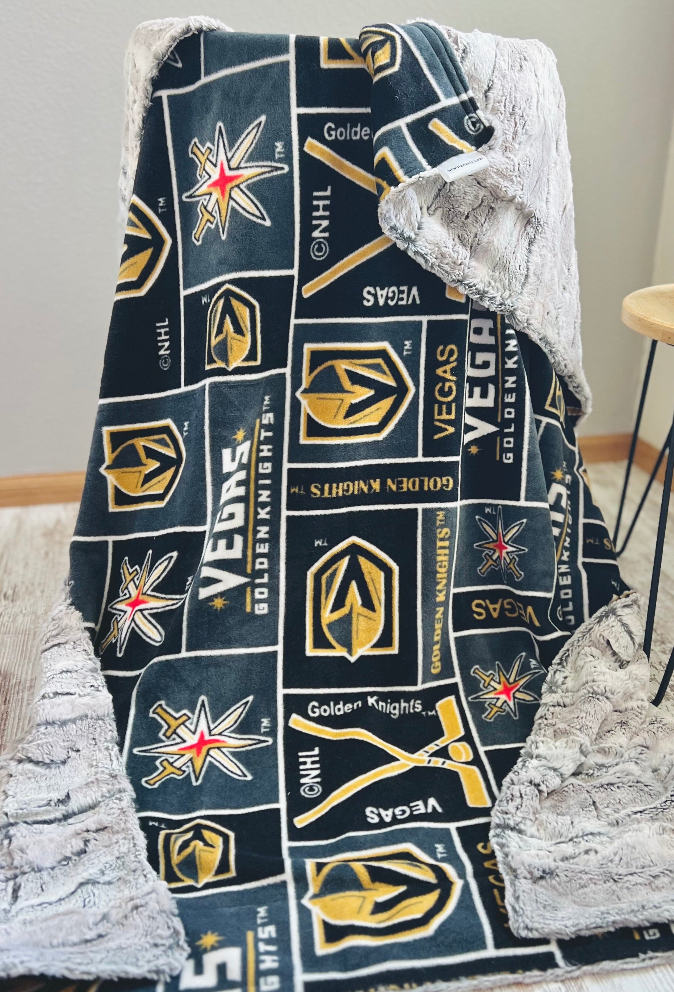 LV VGK fleece Silver Fox Luxe Minky Adult Travel – WTW Blankets