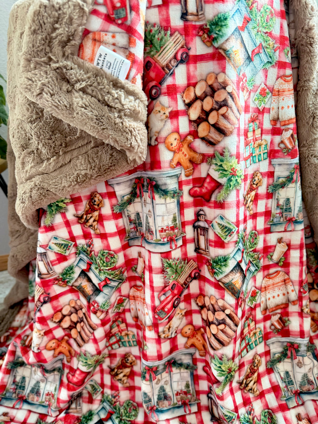 Holiday Cabin Glacier - Taupe Glacier - Adult Luxury Minky Blanket - 58x70" - RTS
