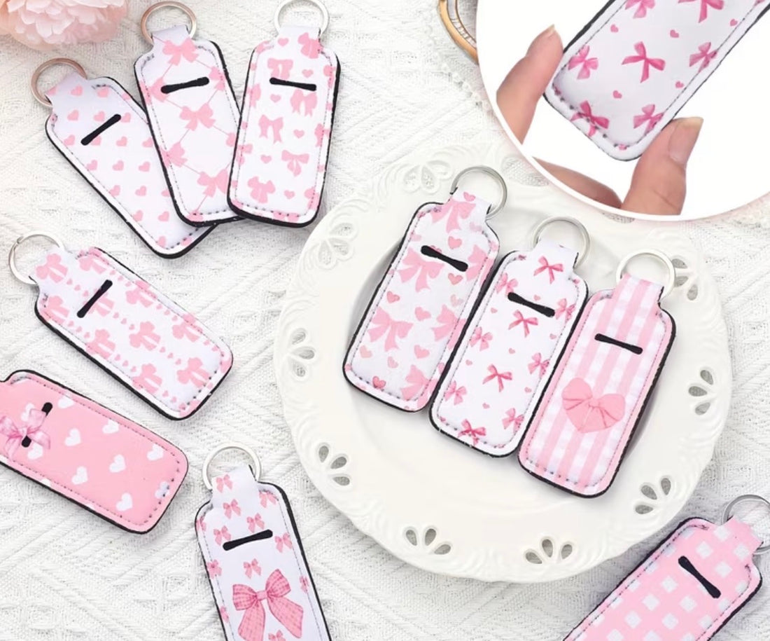 Pink - Chaptstick Holder keychains