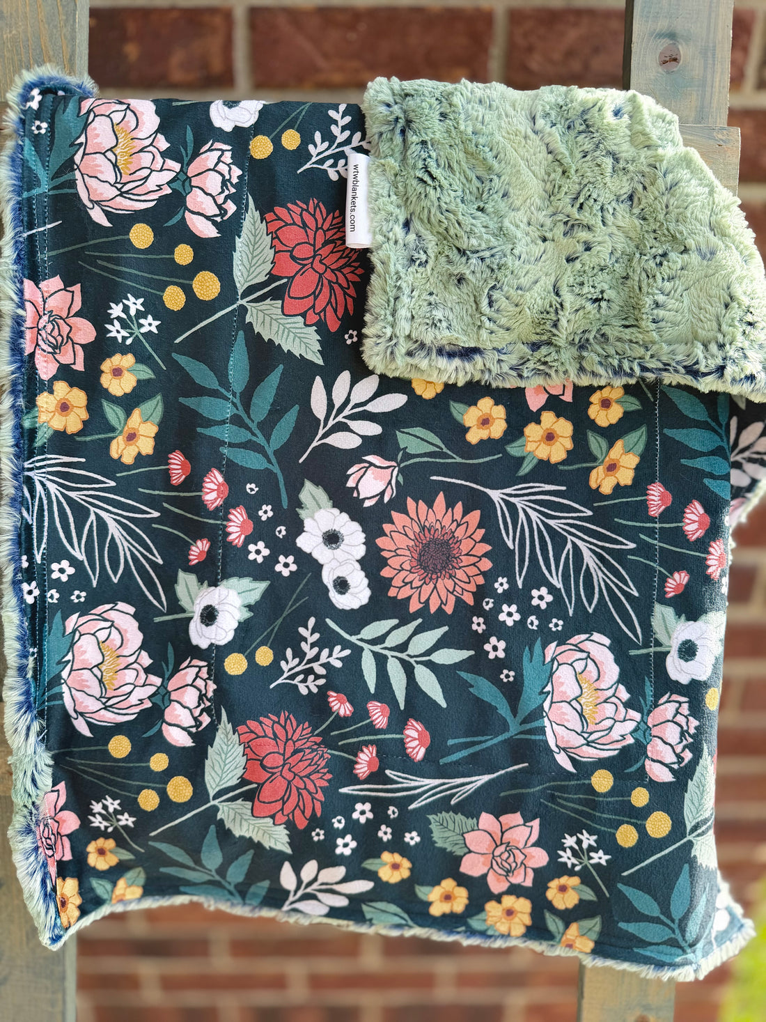 Black Maya Boho Artichoke - XL Carseat Luxury Minky Blanket - 20x28" - RTS