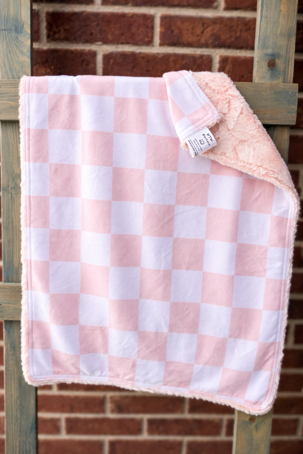Pink Checkered - Car Seat - 27x18" Luxe Minky Blanket (Mystery Backing)