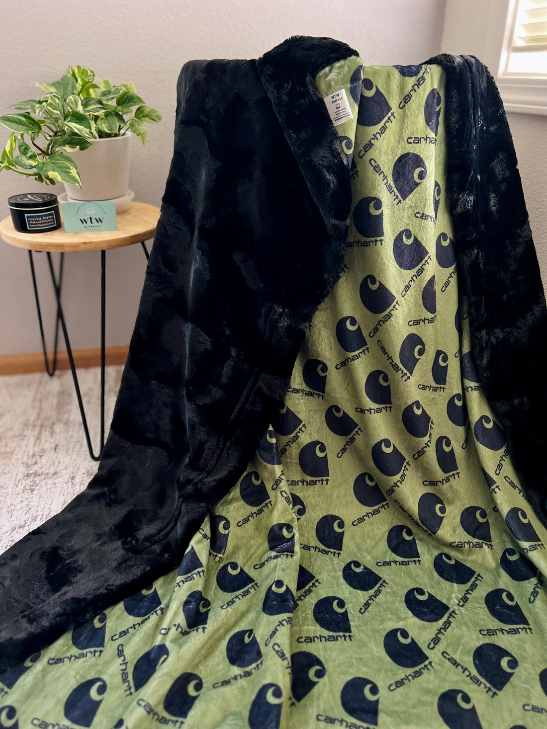 Carhartt hunter Camo green Black Luxury Minky - Throw Blanket RTS