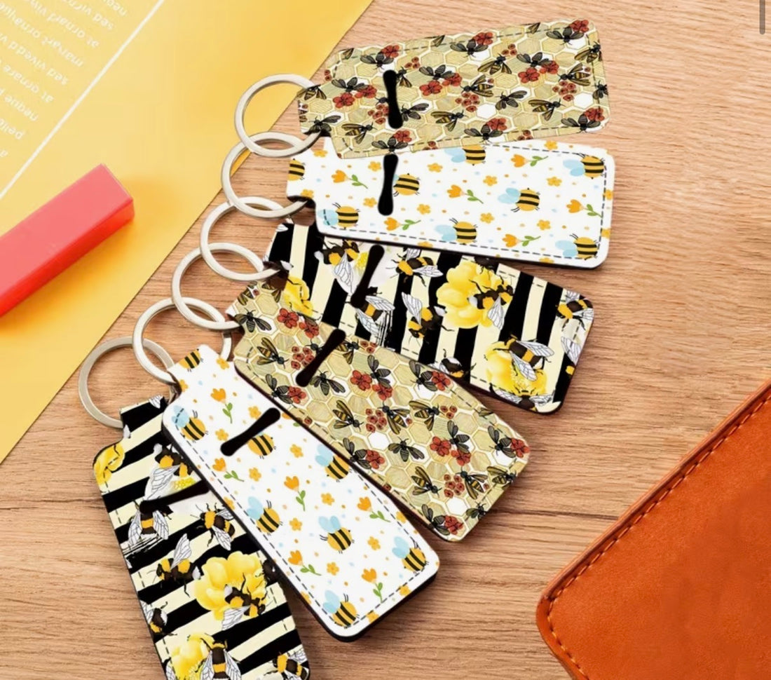 Cute Bee Chapstick holder keychain