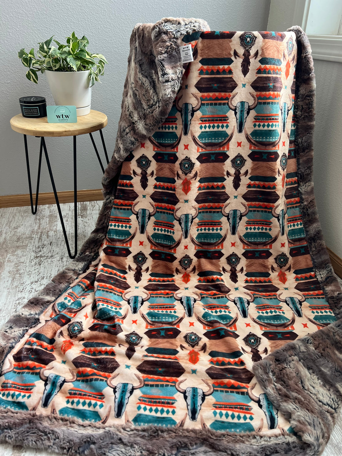 Western Driftwood Adult Luxury Travel Minky Blanket - Made to order