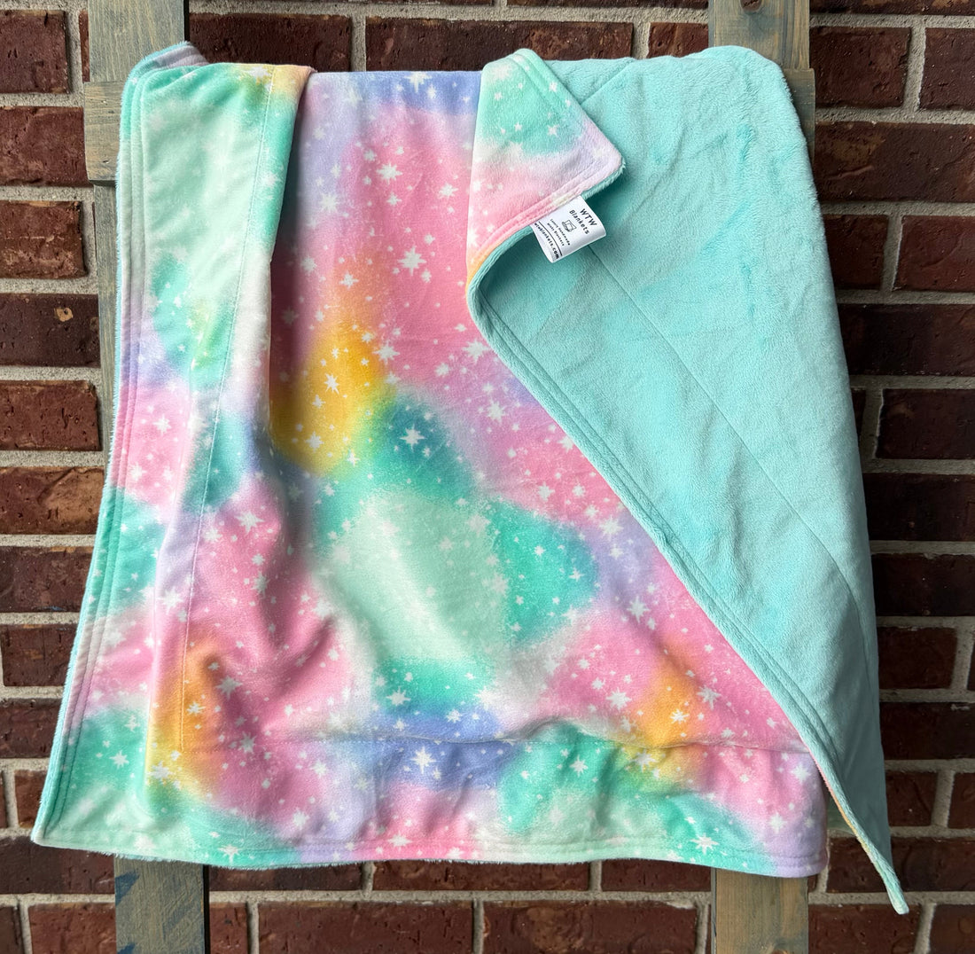 Seafoam Stars Cuddle Minky Baby Blanket - 26x29" - RTS