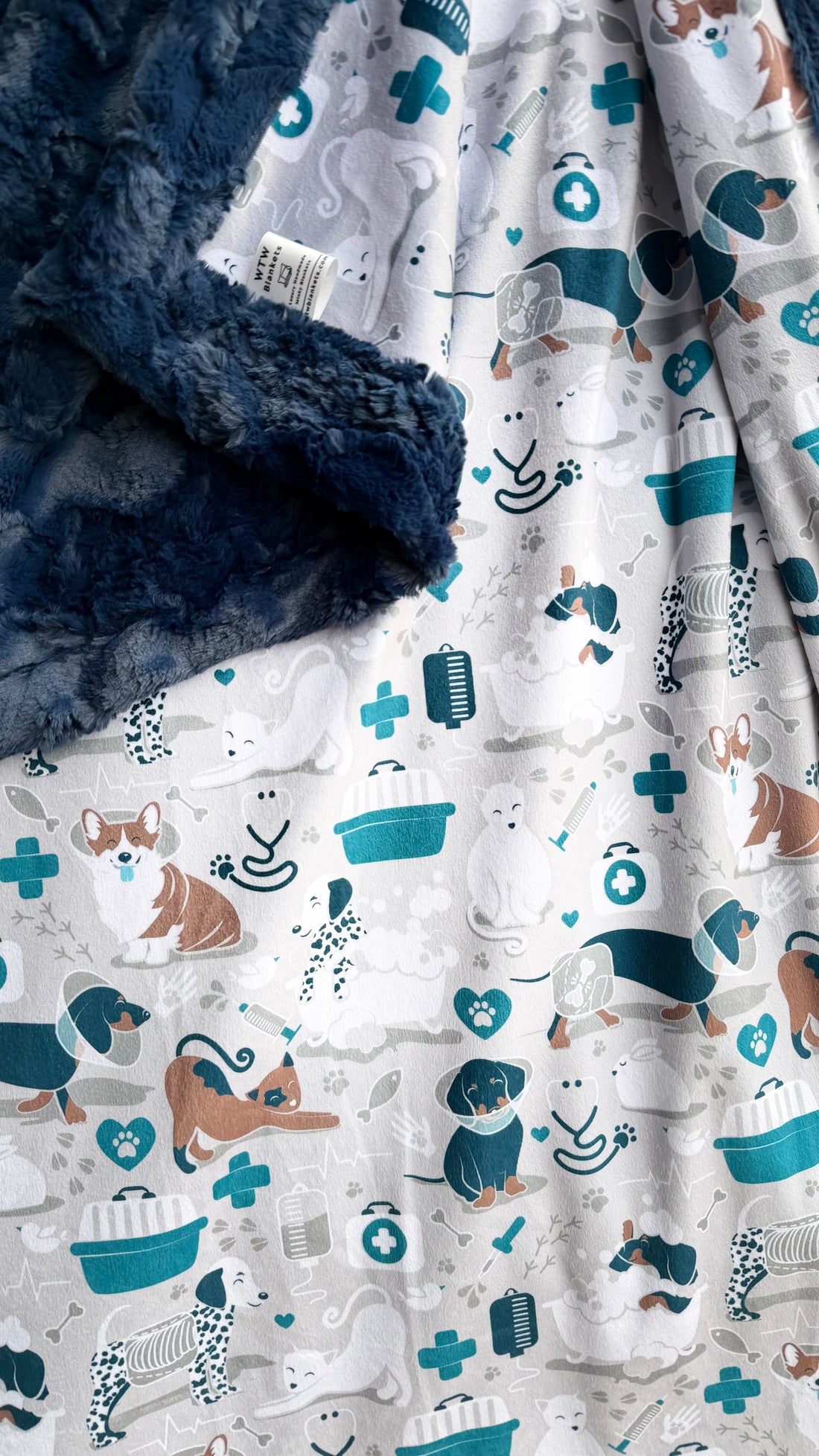 Vet Tech - Midnight Navy Blue Adult 56x70" -Luxury Minky Blanket - RTS