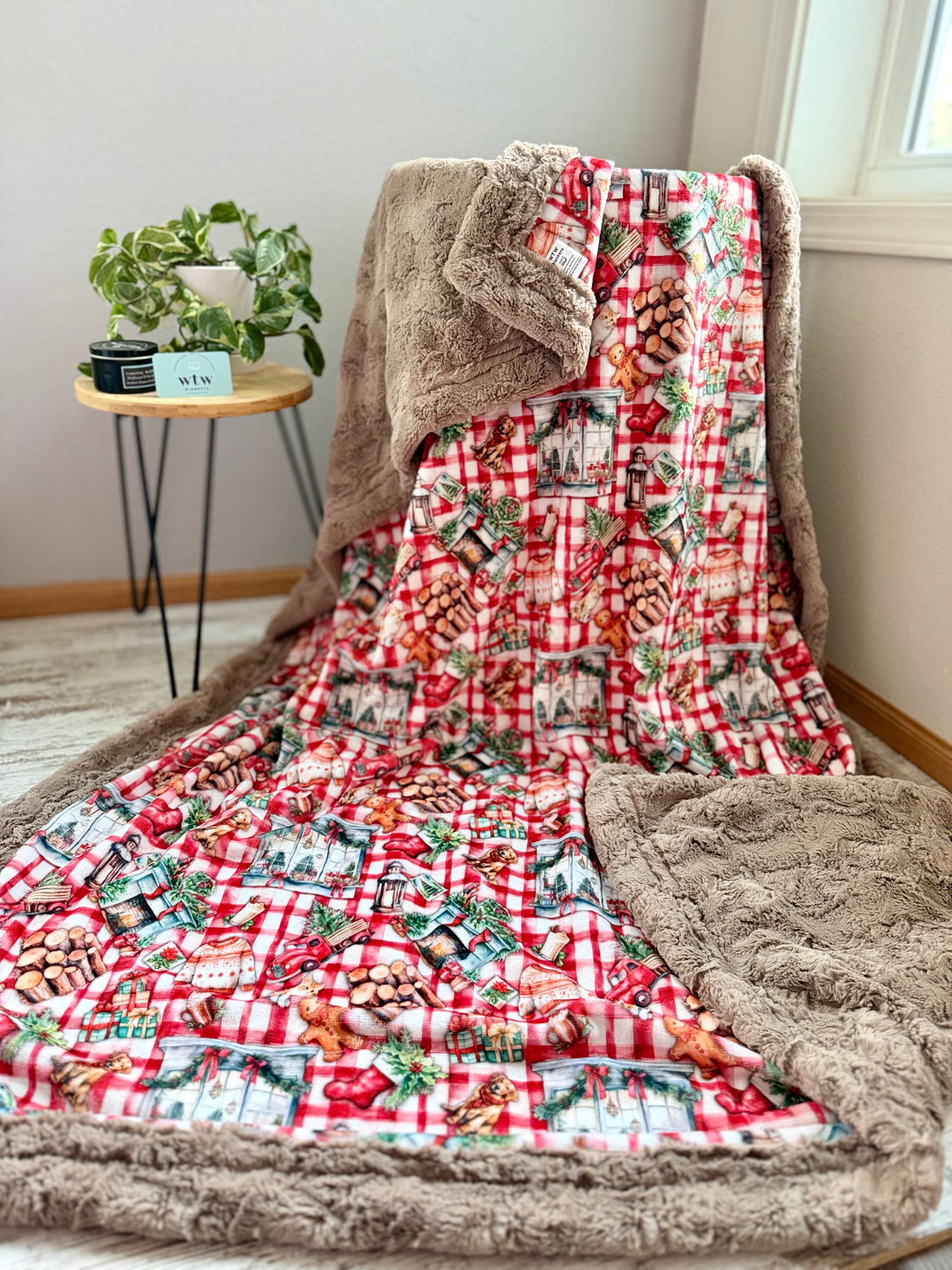 Holiday Cabin Glacier - Taupe Glacier - Adult Luxury Minky Blanket - 58x70" - RTS