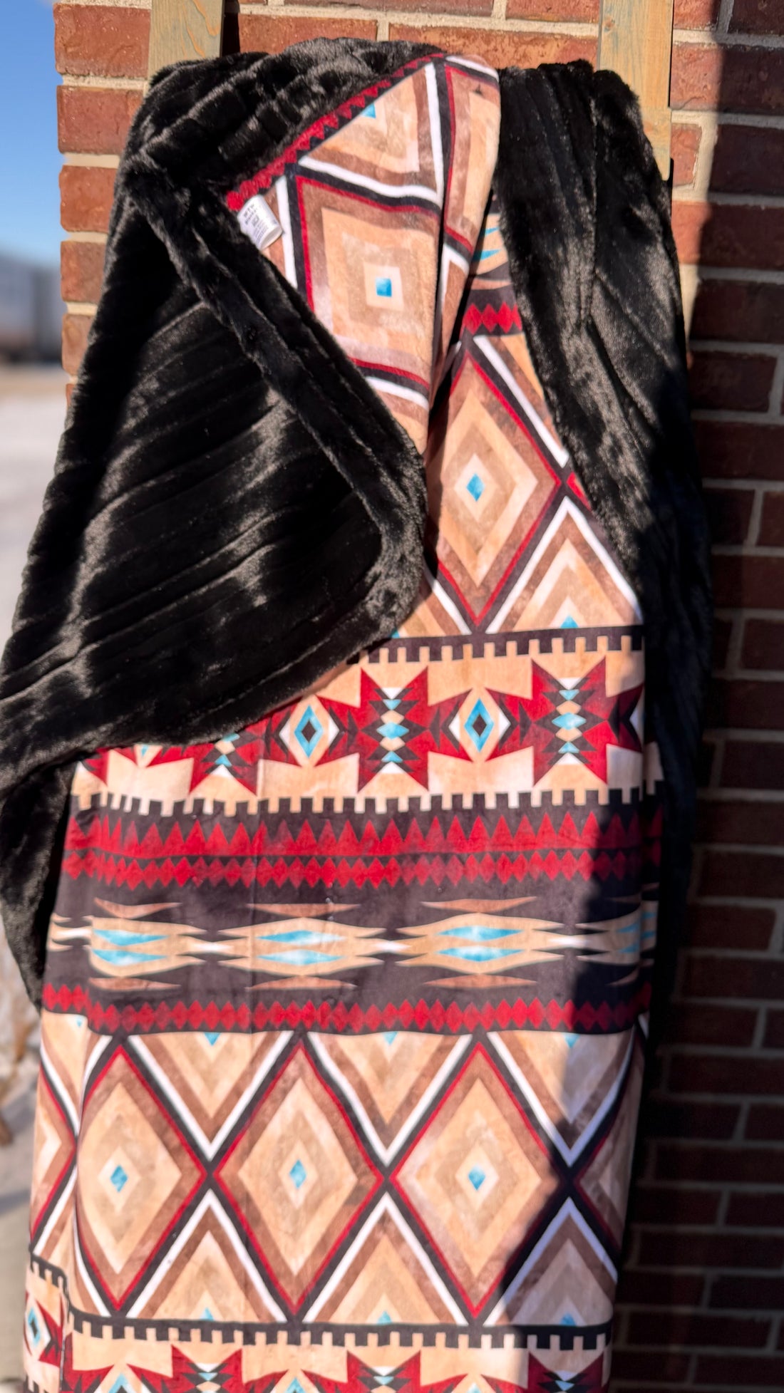 Aztec -PREMIUM- Vienna Black Luxury Minky - Adult XL - 57x80” - RTS