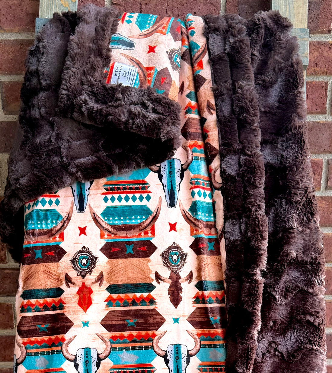 Chocolate Glacier Aztec - Child/Adult Travel Luxury Minky Blanket - 37x56" - RTS