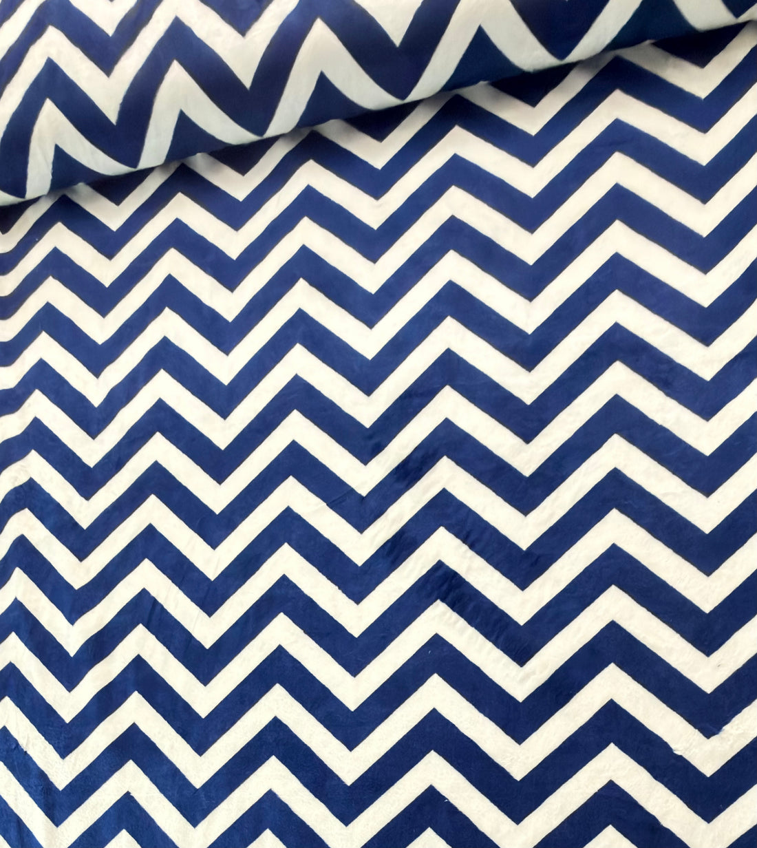 Navy White Chevron - Luxury Minky Blanket - IN-STOCK (LOW STOCK)