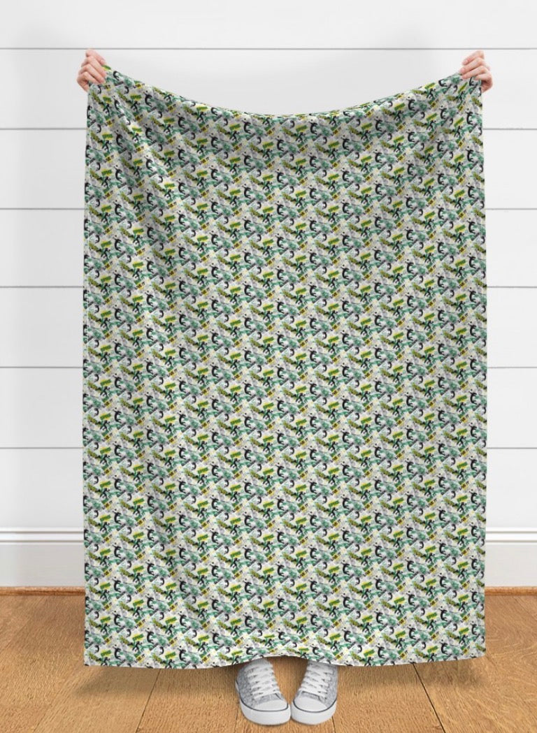 Volleyball - Green/Yellow/Black backing - Luxury Adult Blanket -58x70" - (Pre-Order)
