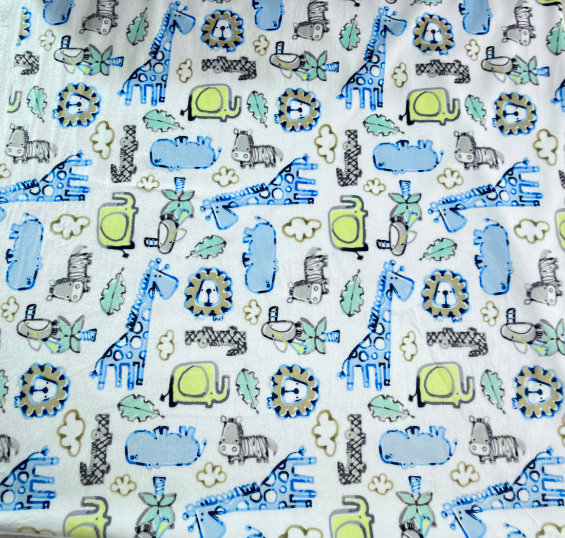 Safari Dreams (Blue/Grey) - Luxury Minky Blanket - IN-STOCK (NEW)