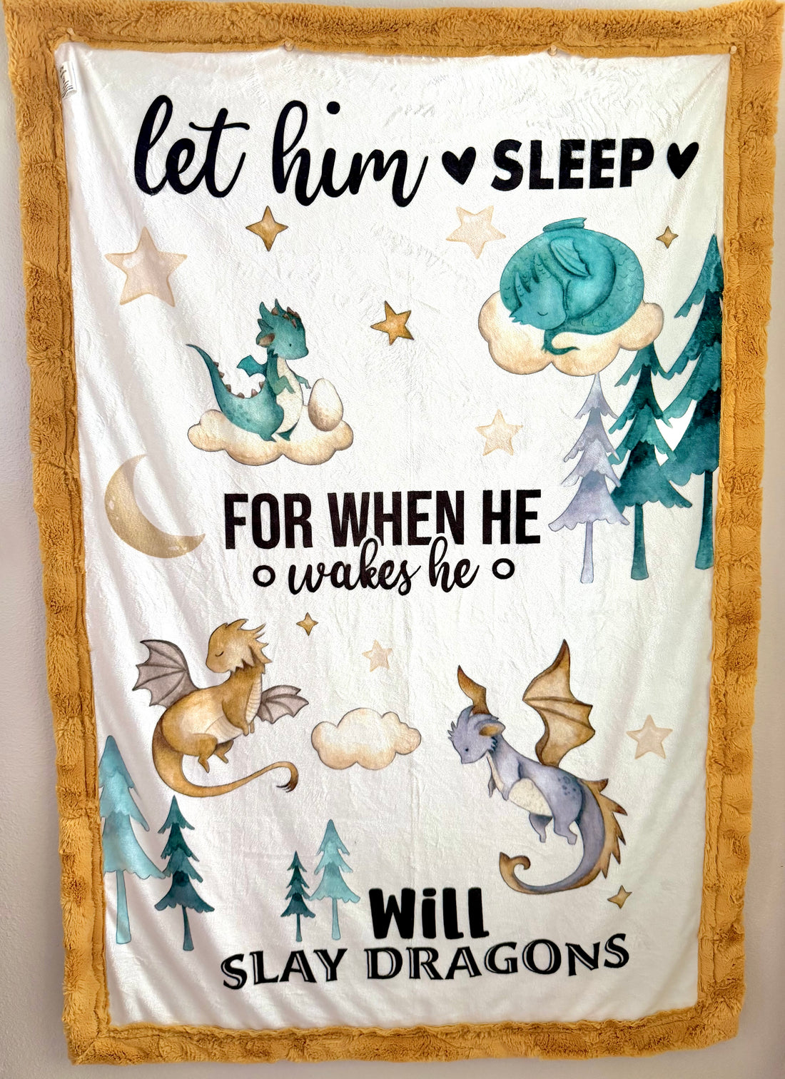 "Let Him Sleep..." Golden Child Luxury Minky Blanket - 38x56" - RTS